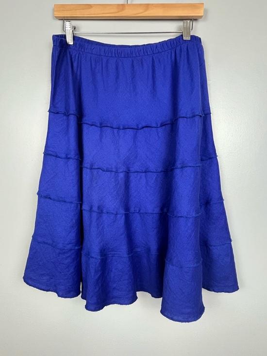 Soft Surroundings Dresses & Skirts - Soft Surroundings blue 100% linen tiered elastic waist pull on skirt, medium.